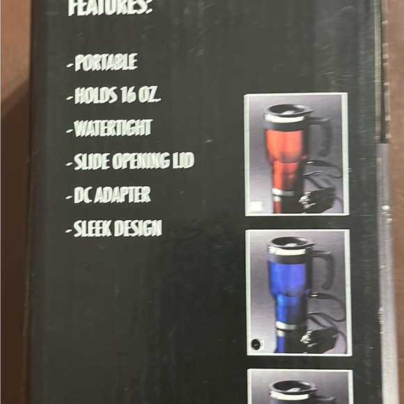 2 NEW HOME ACCENTS STAINLESS STEEL TRAVEL MUG W/AC CAR ADAPTERS $19 Each - Picture 3 of 4